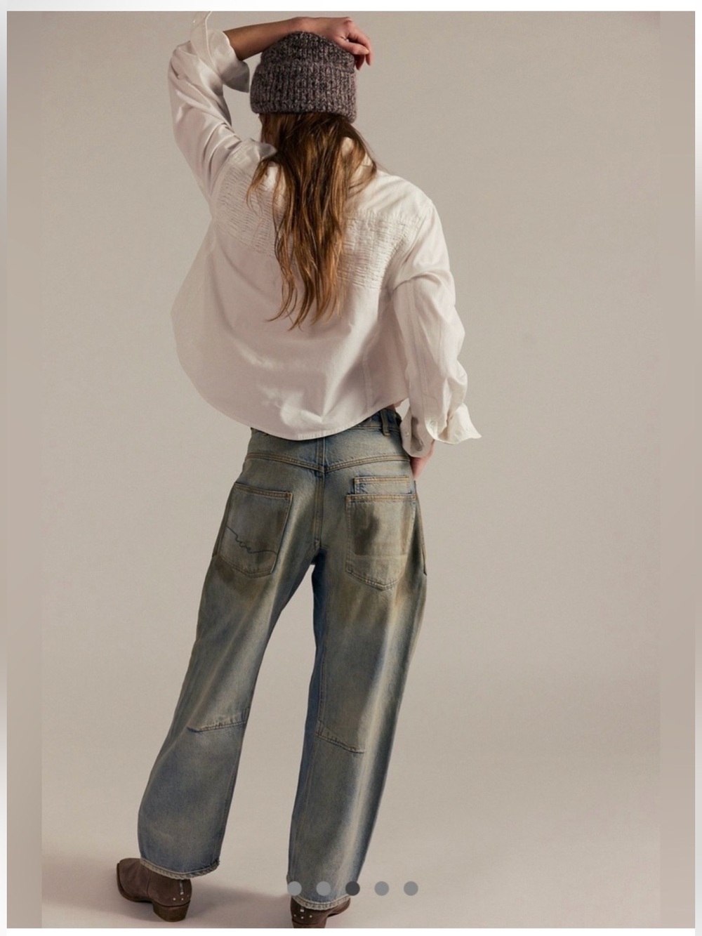 Free People Moxie Low Slung Jeans with Olive Braided Belt in Roll Around - Picture 16 of 16